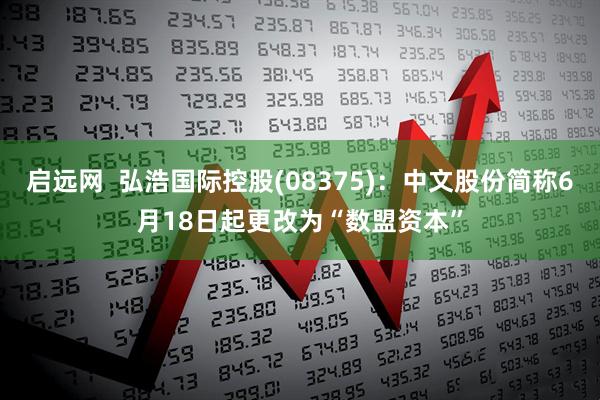 启远网  弘浩国际控股(08375)：中文股份简称6月18日起更改为“数盟资本”